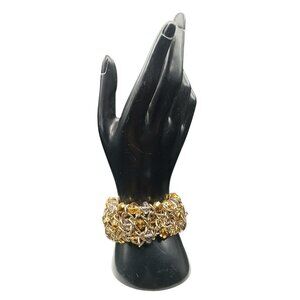 Vintage Gold & Crystal Beaded Stretch Bracelet by Bourbon & Boweties